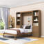 Lit escamotable en bois avec tablettes et armoires