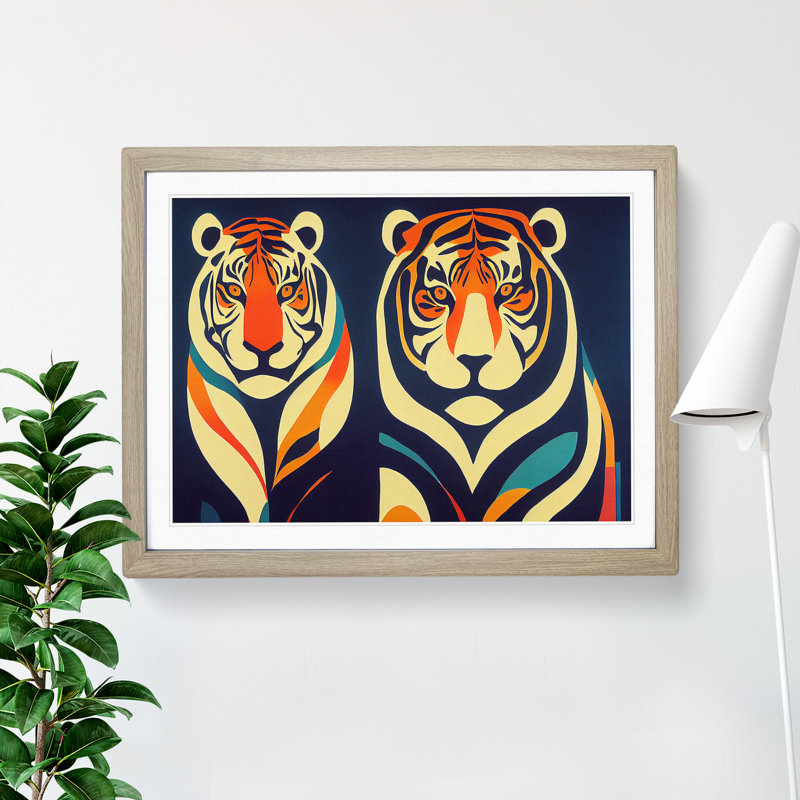 Abstract Tigers - Framed Print, 46cm H x 64cm W x 2cm D, Oak Framed