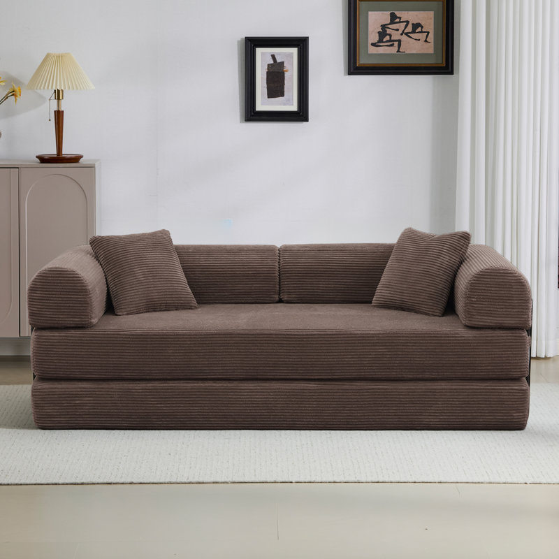 Canapé-lit convertible, canapé de plancher pliable sans assemblage, Brun chaud