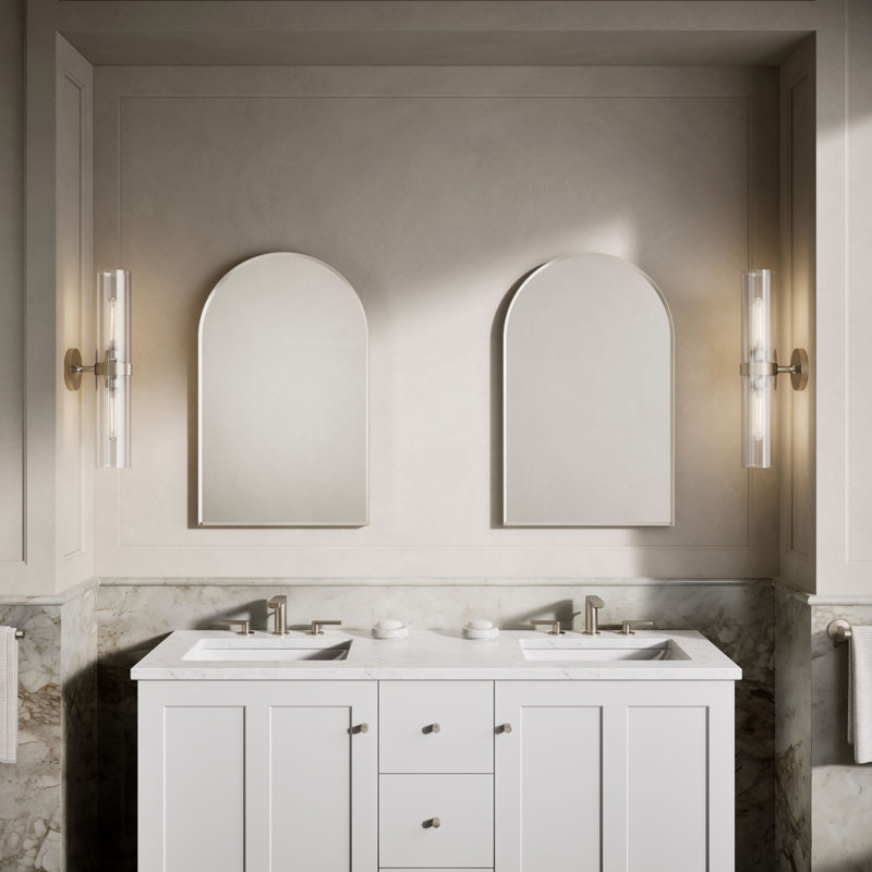 Essential 24 In. X 36 In. Arch Framed Mirror, Brushed Nickel, 32" x 20"
