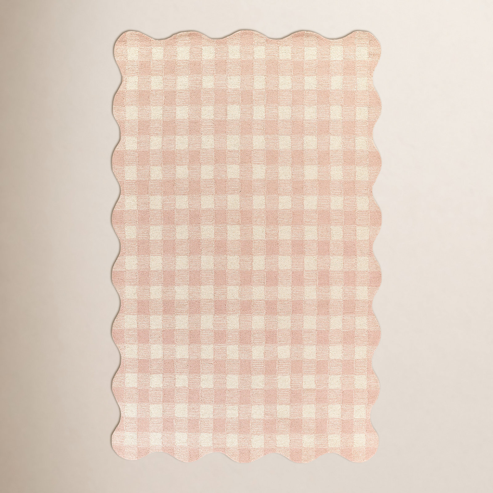Lola Pink Hand-Tufted Plaid Wool Rug, Rectangle 5' x 7'6"