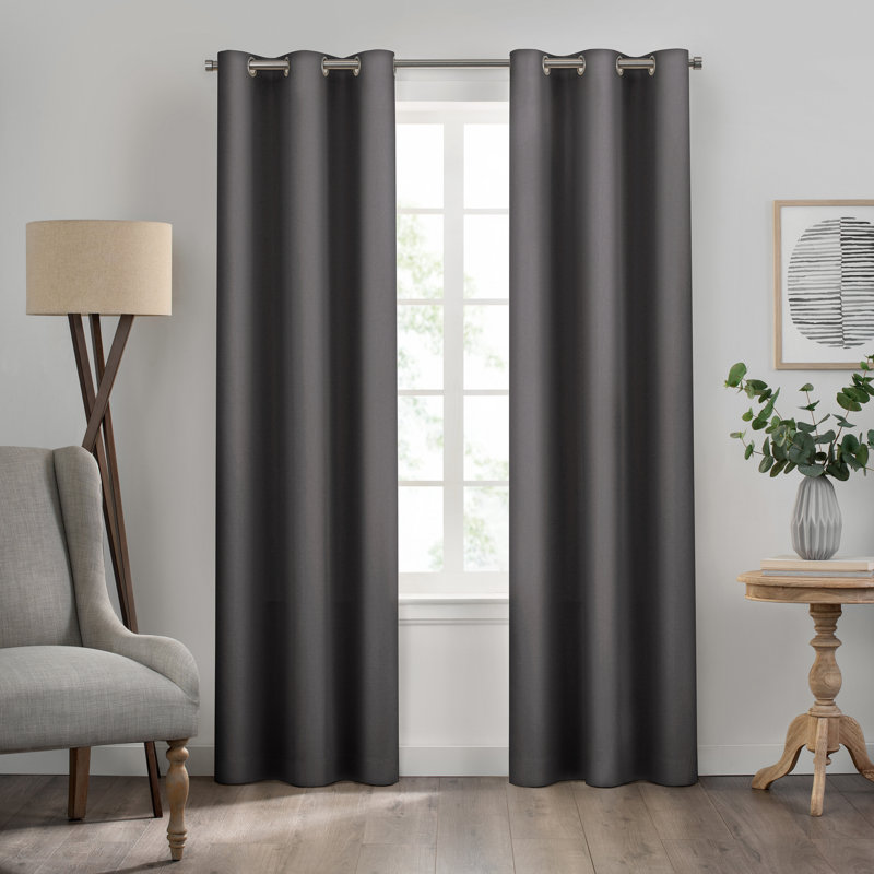 Eclipse Kendall Grommet Solid Blackout Curtain Panel, Charcoal, 42" W x 84" L