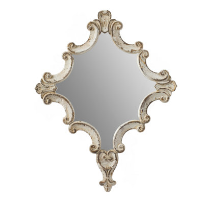 Miroir artistique 30 po x 23,5 po à motif de losanges blancs, miroir décoratif pour salon, entrée, chambre à coucher, bureau