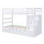 Lit simple superposé au dessus d'un lit simple avec lit gigogne et escalier, blanc-106795580-106795583
