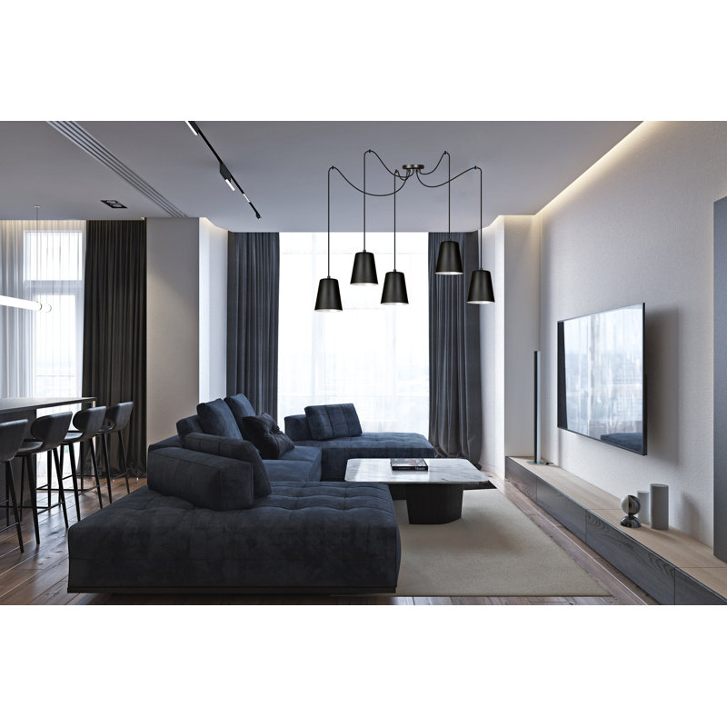 Pasley 5 - Light Cluster Pendant, Black/White