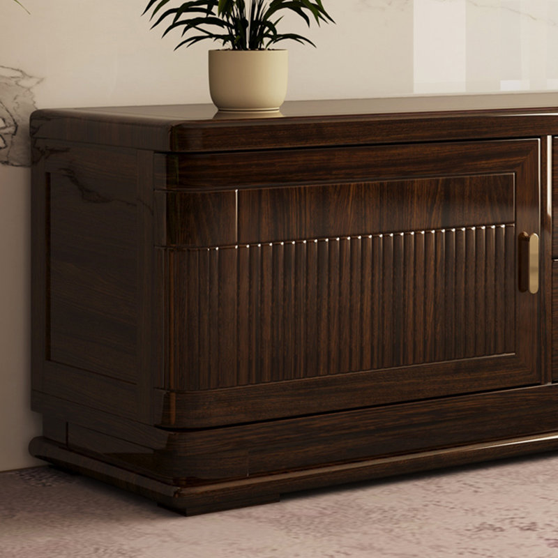 Meuble télé en bois massif Wujin, H 20,86 po x L 94,48 po x l 15,74 po