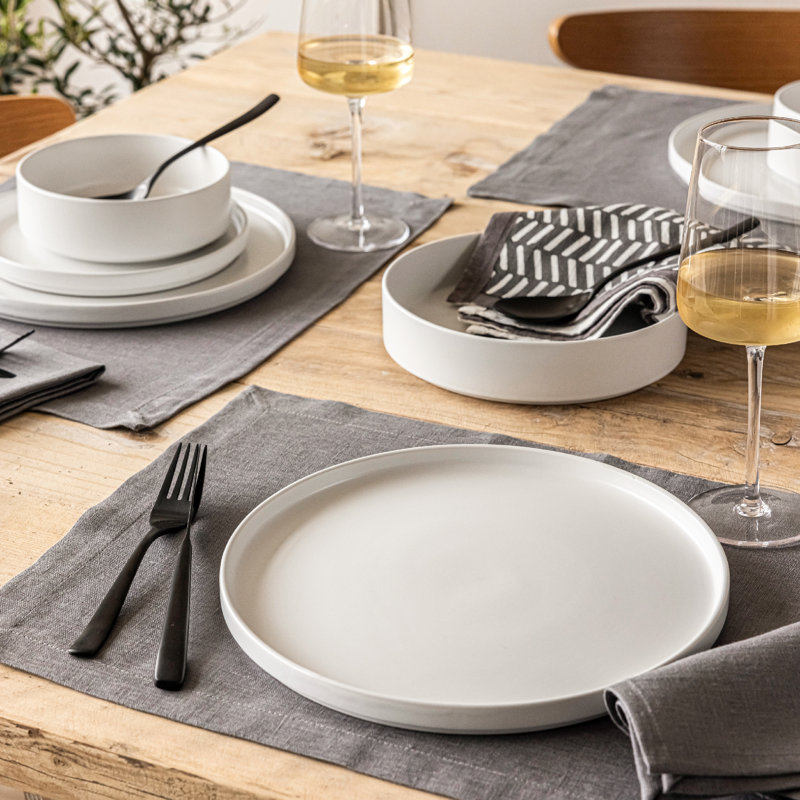 Over&Back 100% Linen Woven Placemats, Set of 4, Gray