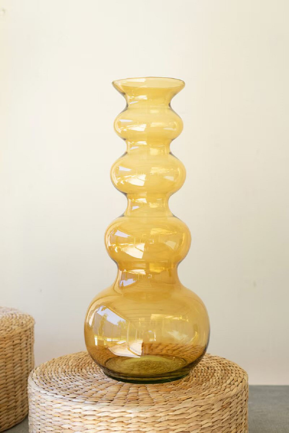 Small Glass Bubble Vase, 10" W x 10" D, Yellow
