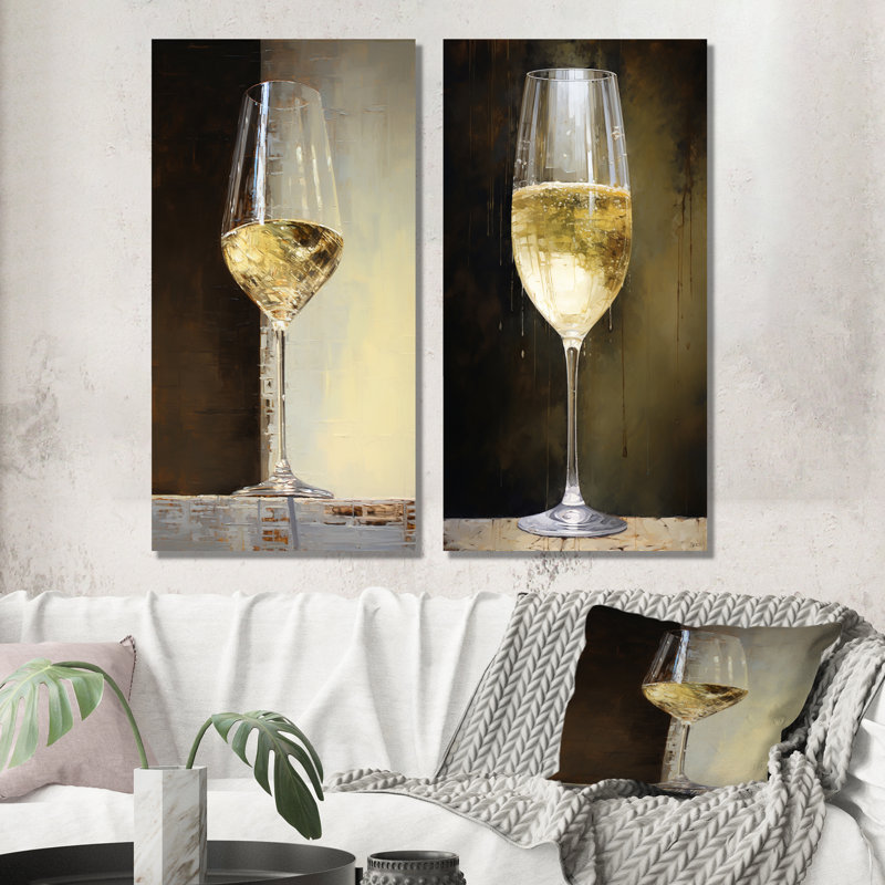 Sauvignon série de 2 impressions murales sur vin, H 28 po x l 25 po, Toile tendue