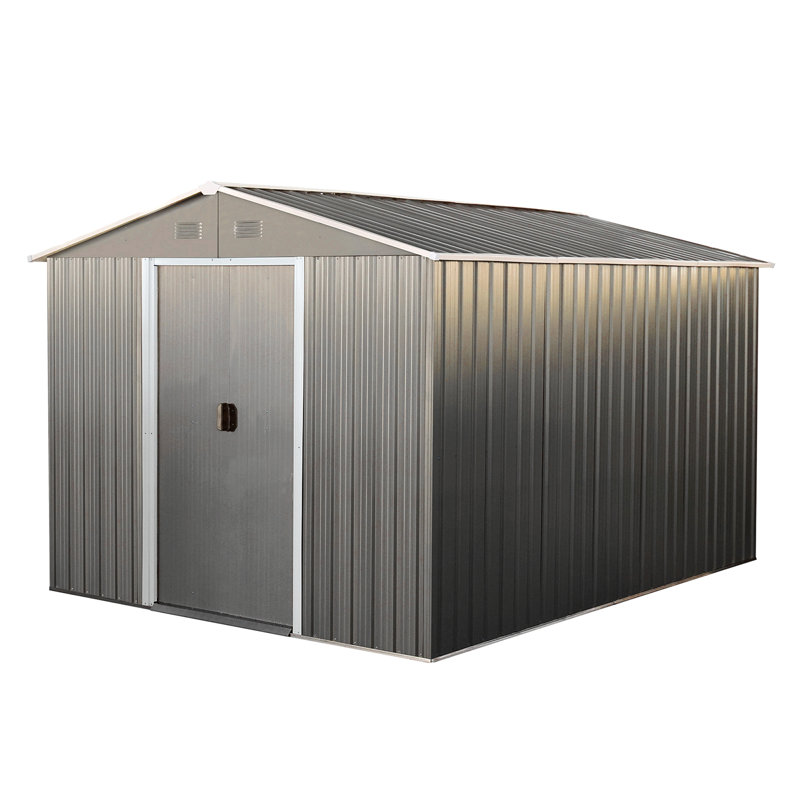 Metal Storage Shed, Gray, 70.85" H x 72.46" W x 42.93" D