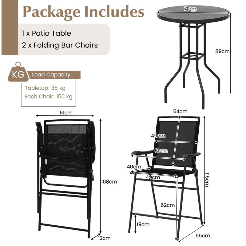 2 - Person Patio Dining Set with Round Table