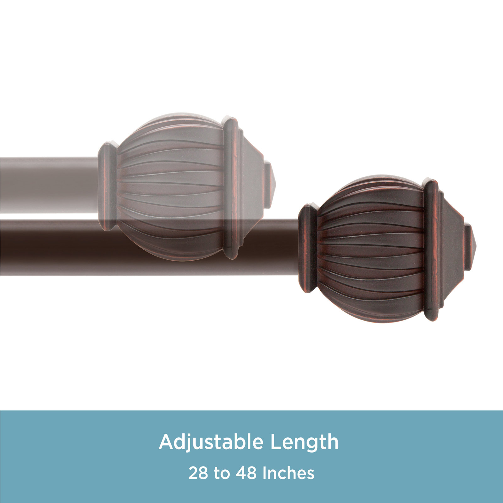 Lowri Beckett Window Curtain Rod, 28" - 48", Brown
