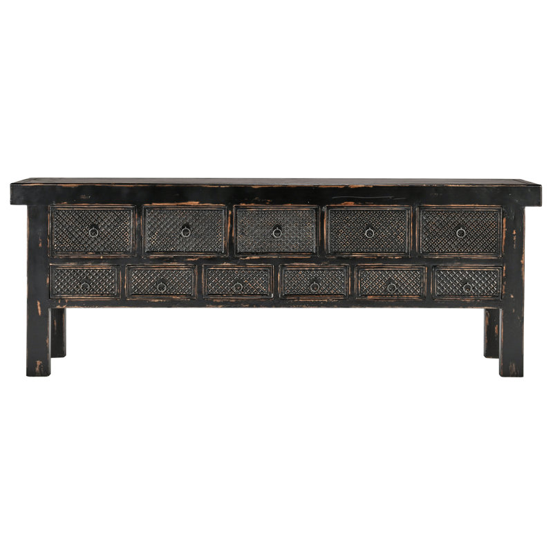 Lahey 93'' Solid Wood Console Table, Black