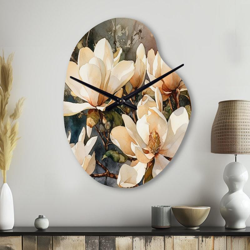 Horloge murale asymétrique en métal Brutsche - Magnolia Symphony, Grand