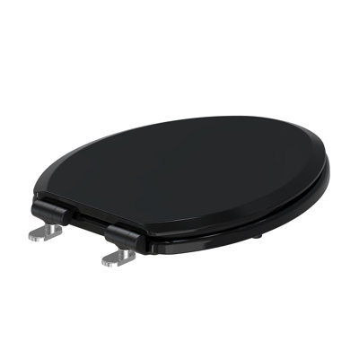 Topseat Pro Elite Heavy-Duty Wood Toilet Seat Elongated, Black, Magnetic Quick-Release Easy-Clean And Change, Hushmotion Soft Close, Stainshield High-Gloss Finish, Arch-Tite Secure Fit