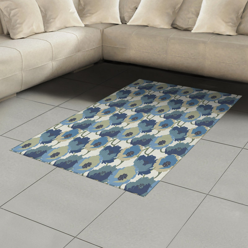 Tapis décoratif floral à haute densité en fibres de polyester, Rectangle— 4 pi x 5 pi 8 po