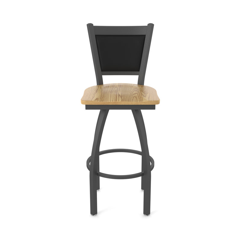 Tabouret pivotant Hadleigh, Tabouret de comptoir (siège d'une hauteur de 25 p, Étain, Chêne naturel