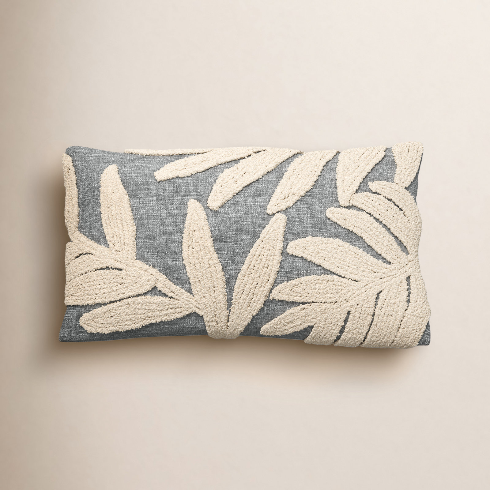 Francie 26" x 14" Embroidered Throw Pillow, Gray