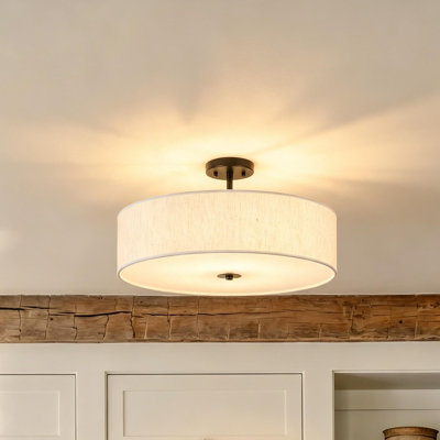 Plafonnier semi-encastré Rowan à 6 lumières en tissu pour couloir