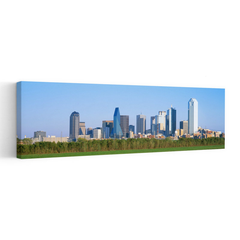 «Skyline Dallas Tx», art contemporain abstrait, art mural de la ville, H 36 po x l 12 po