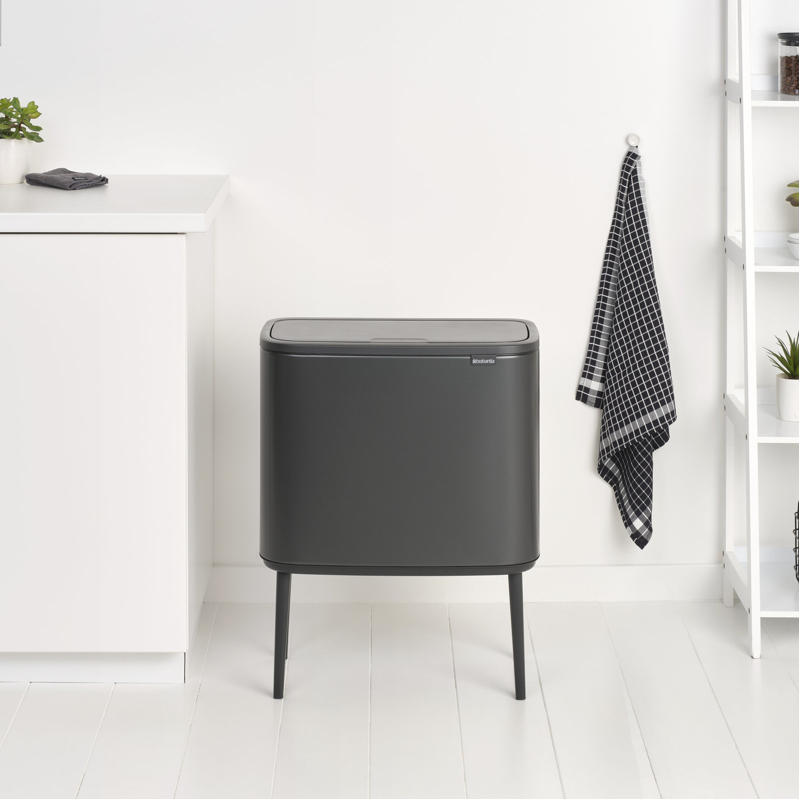 Brabantia Bo Touch 9gal Recycling Can, Confident Gray