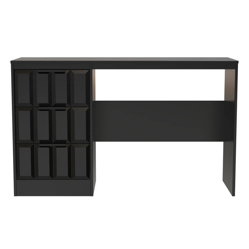 Besian 3 Drawer Desk  (Ready Assembled), Deep Black/Black