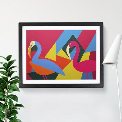 Two Abstract Flamingos Vol.2 - Framed Print