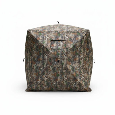 Store de suivi camouflage transparent - Tente de sol escamotable portable avec fenêtres silencieuses, abri résistant aux intempéries, sac de transport facile - pour le cerf, la dinde, le canard et la sauvagine - taille 296 x 148 x 165 cm