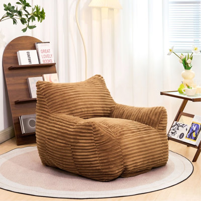 Fauteuil à billes décontracté pour adultes - velours côtelé brun, mousse à haute résilience, confort, dortoir adapté et salle de jeu confortable, capacité moelleuse de 400 lb, soutien, détente parfaite