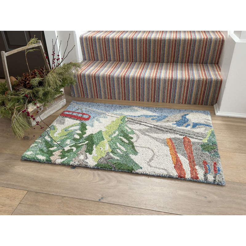 Global Recycled Standard Powder Day Ski Hand-Tufted Recycled Polyester Indoor/Outdoor Accent Rug, Rectangle 2' x 3'