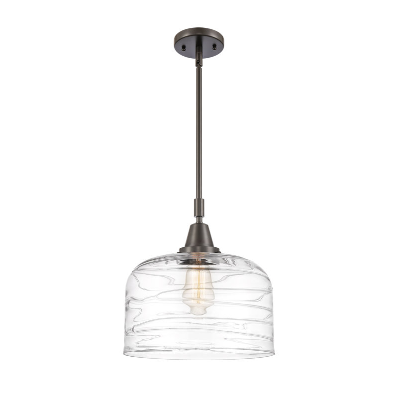 Luminaire suspendu en forme de cloche à 1 lumière Acrion, Ampoule non incluse, H 47,12 po x l 12 po x P 12 po, Bronze huilé