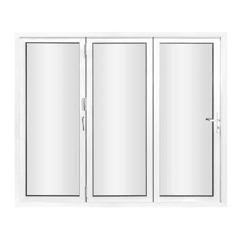 Porte de patio pliante en aluminium à 3 panneaux de 96 po de largeur KaMic VersaFold, L 96 po x H 96 po, Blanc