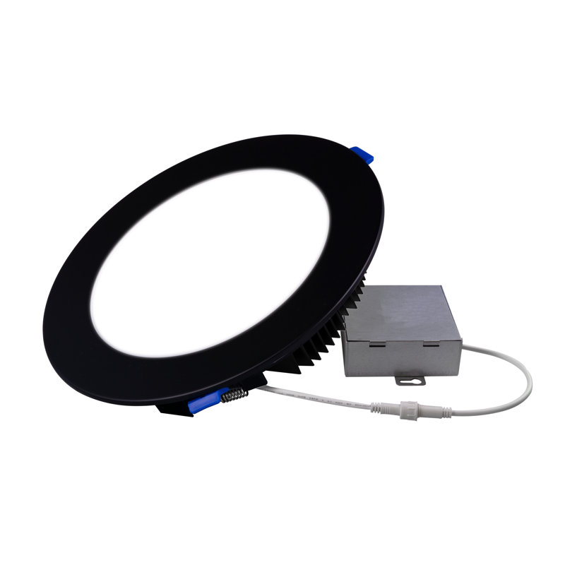 8 po Dle8 Series Plafonnier rond à panneau plat à DEL, Noir, 2700 K, 2441 lumens