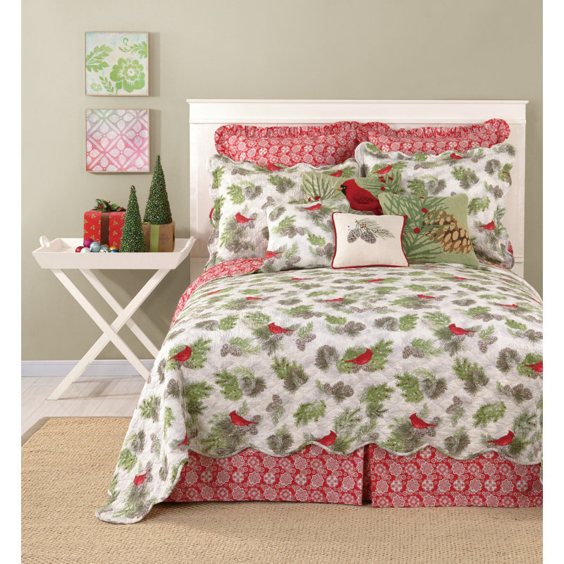 Winter Bird Tailored Bed Skirt, King