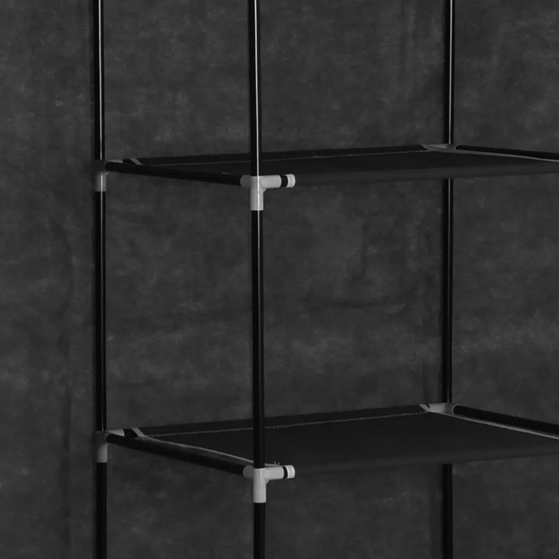3 Door Fabric Wardrobe, Black