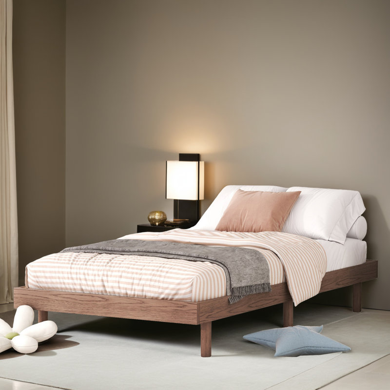 Floating Platform Bed Frame, Walnut, Twin