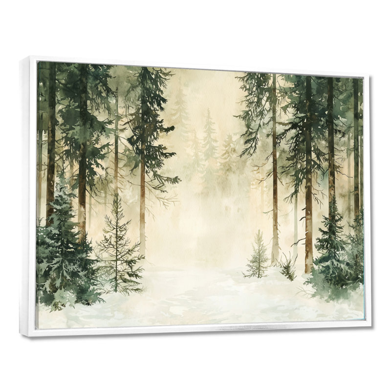 «Minimalist Winter Forest Landscape I - Winter Landscape», reproduction d'art mural, H 12 po x l 20 po, Blanc