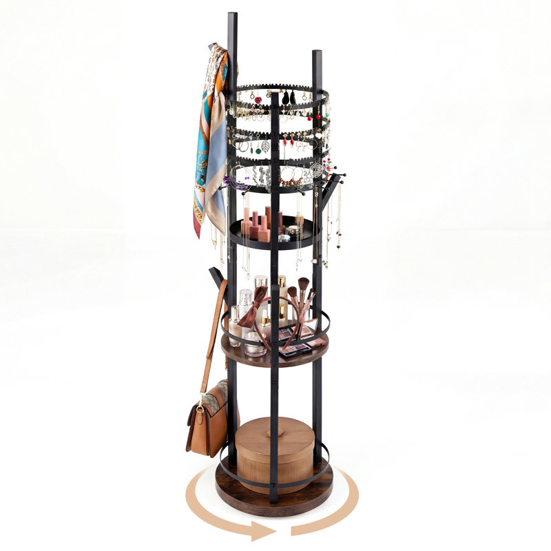 Freestanding Jewelry Armoire, Black/Brown