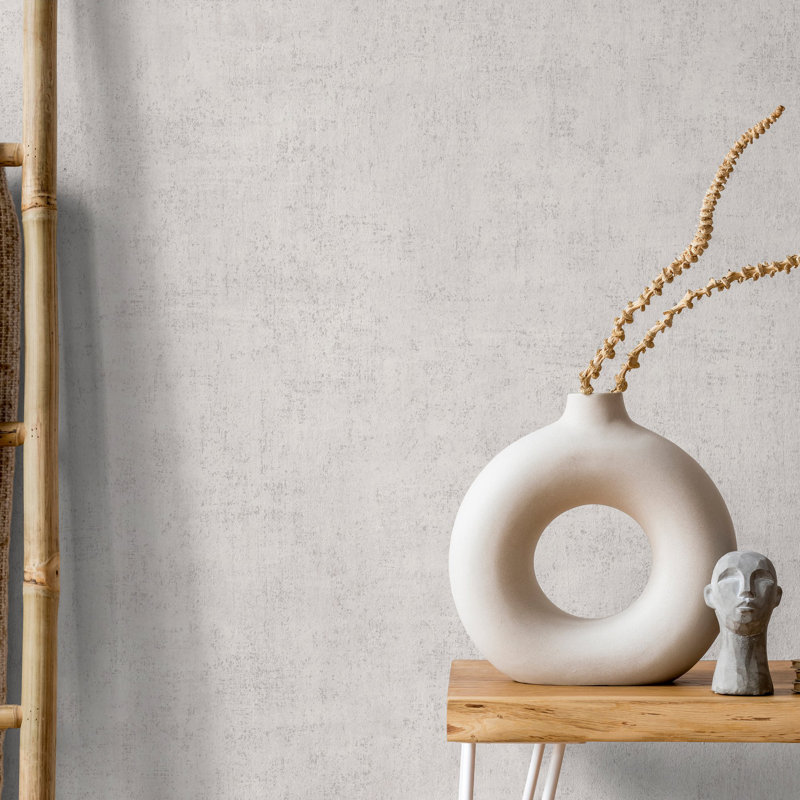 Orom II Collection Patinated Plain Wallpaper Roll, Beige