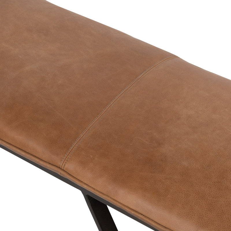 Darrow Leather Bench, Palermo Cognac Genuine Leather