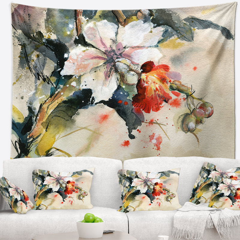 Tapisserie d'orchidée en fleurs Floral, H 68 po x l 80 po