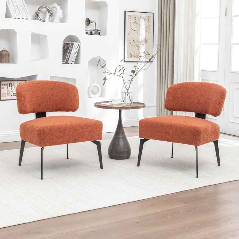 Chaise de loisir moderne à dossier minimaliste en velours, Orange