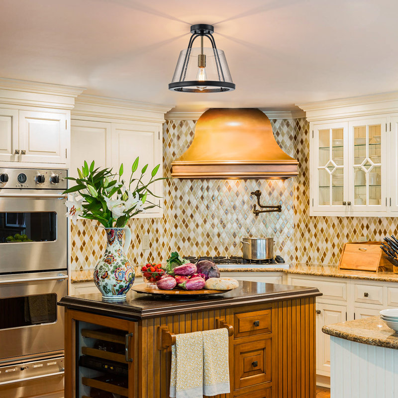 Akima Seeded Glass Semi Flush Mount