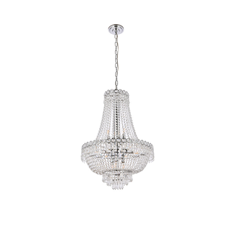 Lustre en chrome 12 lumières Elegant Lighting Century, 20 po / chrome / taille royale
