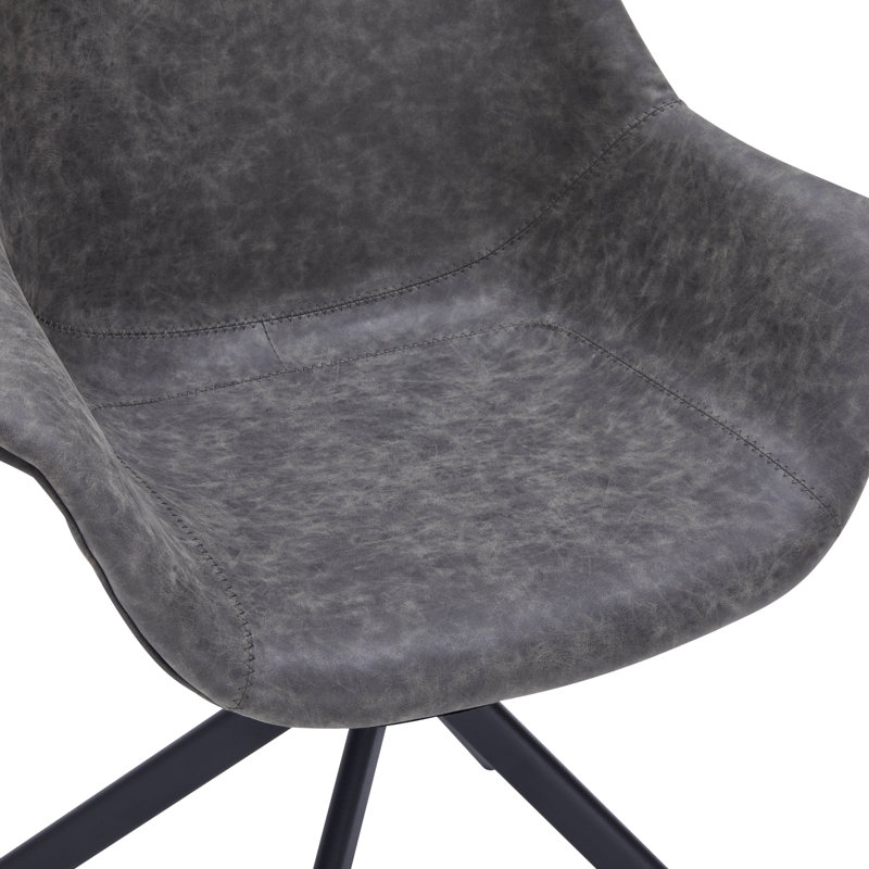 Matthew Upholstered Leather Dining Chair 360-Degree Swivel Armchair With Powder-Coated Iron Legs Dulaney Collection, Gray