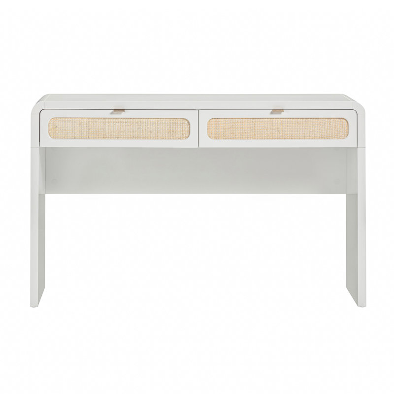 Console en rotin blanc Patty, Blanc