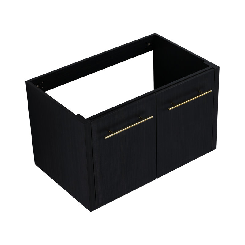 Meuble-lavabo de salle de bain 30 po - Châtaignier noir, style moderne avec porte et grand rangement mural Aspect élégant à fermeture en douceur abondante