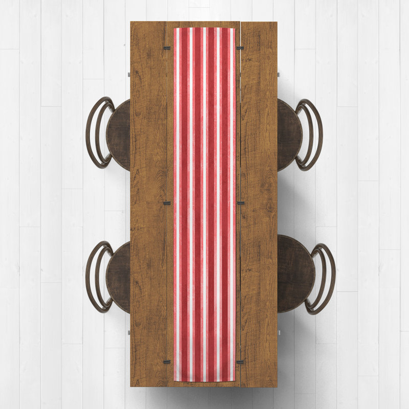 Chemin de table rayé, 72 po x 16 po, Rouge