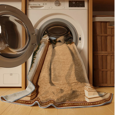 Tapis brun français lavable à la machine