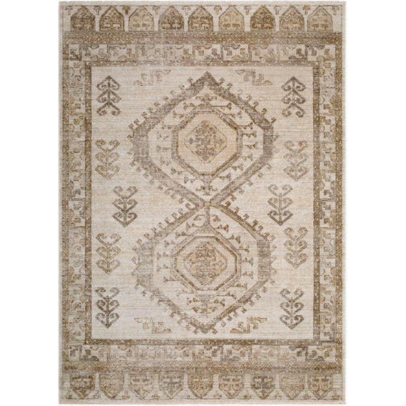 Fifth Avenue Machine Woven, Tan/Ivory/Green/Brown, Rectangle 5' x 7'5"